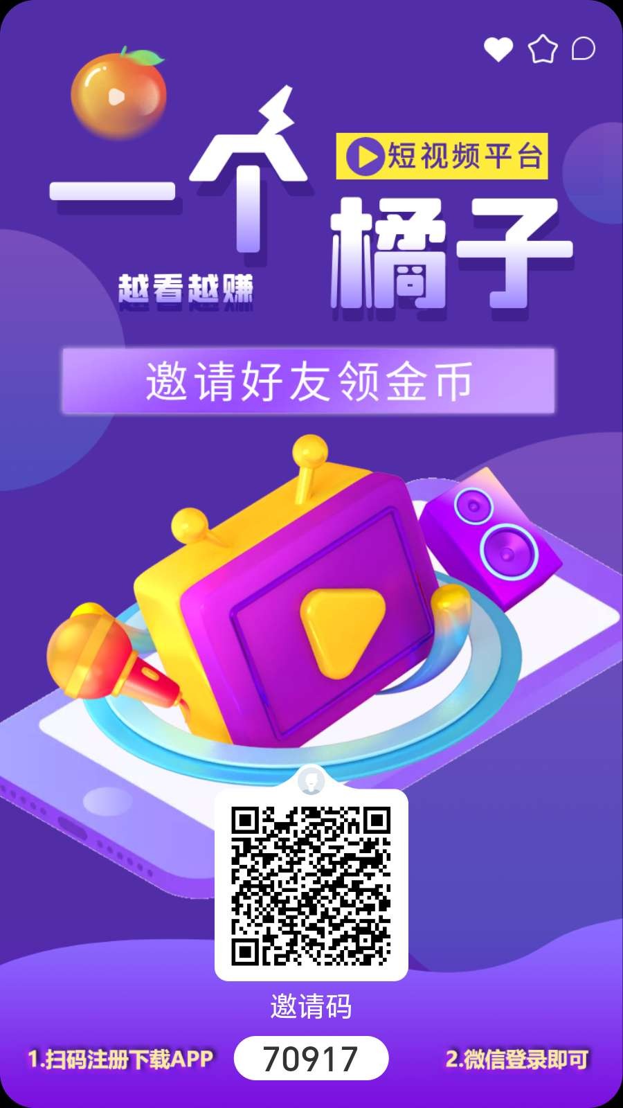 首码，一个橘子，看广告赚钱，自动滑落团队