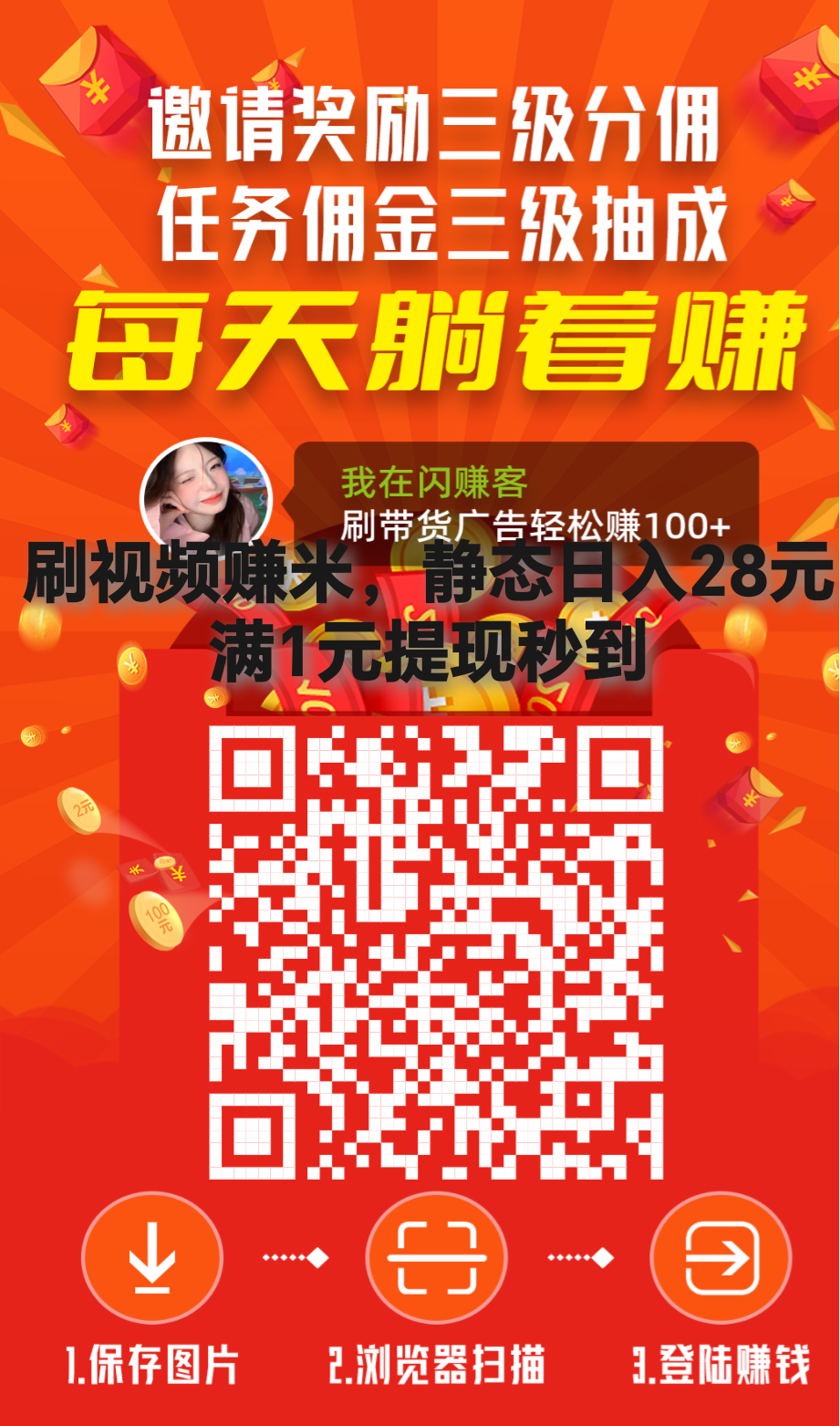 首码，刷视频赚米，静态日入28元，零撸